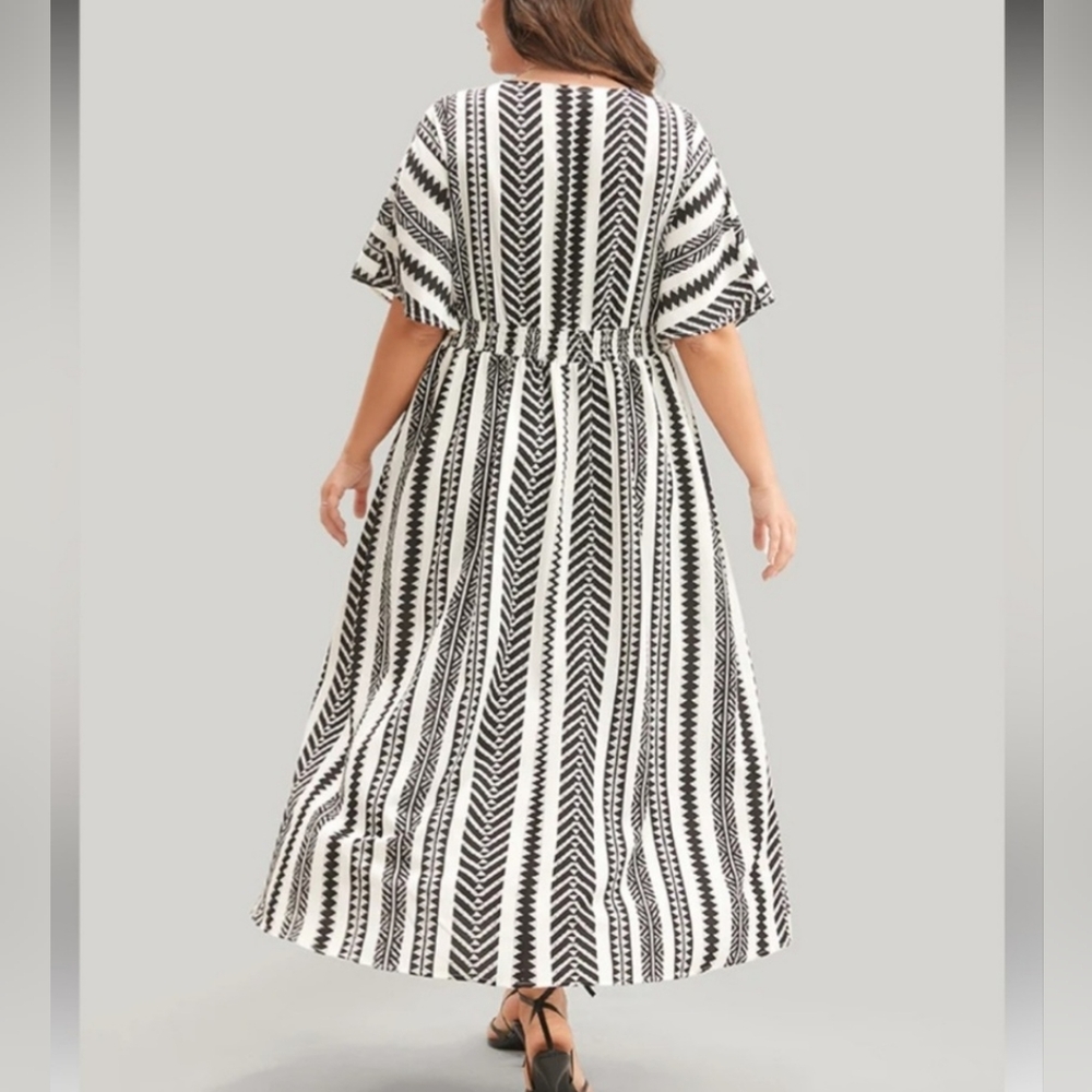 NWT-BloomChic Solid Geometric Dolman Sleeve Pocket Shirred Split Hem Dre… - Picture 6 of 15
